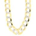 14k 2 Tone Yellow And White Gold Curb Chain Necklace, 12.2mm