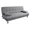 Manhattan 3 Seater Linen Fabric Sofa Bed Light Grey