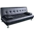 Manhattan 3 Seater Faux Leather Sofa Bed in Black