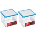 2x Lemon & Lime 2.65L Square Crisp Food Storage Container Dishwasher Safe Blue