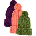 Womens Thick Knit Beanie Winter Fleece Lined Hat Warm Faux Fur Pom Pom Ski