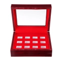 12 Holes Wooden Box For Championship Ring Collection Display Red Black 01
