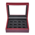 12 Holes Wooden Box For Championship Ring Collection Display Red Black 02