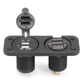 Dc12-24V Waterproof Dustproof Dual Usb Port + Led Digital Volt Meter + Ammeter