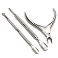 2 Sets Stainless Steel Nail Cuticle Spoon Pusher Remover Cutter Nipper Clipper Manicure Set