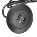 Dual Usb Charging Panel Black Round With Blue Led For Sofa Lift Bed Table