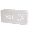 TODO LED Digital Alarm Clock Rechargeable Woodgrain USB Android iOS Control APP - White