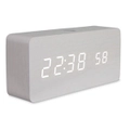 TODO Rechargeable LED Digital Alarm Clock Woodgrain USB Android iOS Control APP - White