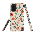 For Samsung Galaxy Note 20 Case, Tough Armor Back Cover, Orange & Blue Flowers