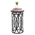 Side Table with Cross Designer Legs and Engraved Top - Copper Black Finish