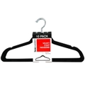120 x Non Slip Flocked Velvet Hanger 44.5CM Black Flat Clothe Organiser Wardrobe