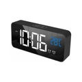 TODO LED Digital Alarm Clock Temperature Music Alarm USB Rechargeable - Black