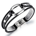 Rugged Leather Wrap Bracelet in Black