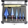 Hss Nano Blue Coated Step Drill Bit With Center Punch Set Hole Cutter Drilling Tool