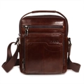 Men Leather Business Multi-Pocket Shoulder Bag Phone Pack