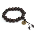 10Pcs Vintage Unisex Black Buddhist Tibetan Prayer Wood Beads Coin Bracelet For Men