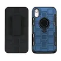 For Iphone Xr 3 In 1 Cube Pc + Tpu Protective Case With 360 Degrees Rotate Black Ring Holder(Navy Blue)
