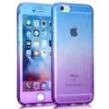 2Pcs For Iphone 6 and 6S Double-Sided Gradient Tpu Protective Case Back Cover(Blue + Purple)