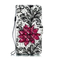 2Pc3D Patterned Drawing Horizontal Flip Leather Case For Iphone 8 Plus and 7 Plus and 6 Plus With Holder and Card Slots and Wallet and Lanyard(Lace Flower)
