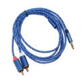 3610 3.5Mm Male To Dual Rca Gold-Plated Plug Blue Cotton Braided Audio Cable For Rca Input Interface Length: 5M