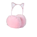 2 Pcs Winter Children Diamond-Studded Cat Ear Shape Plush Warm Earmuffs Ear Protector(Pink)