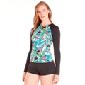Aqua Perla Womens Maui Rash Vest Slim Fit Half Zip Printed Spf50+