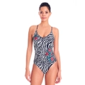 Aqua Perla Womens Lucile Zebra Lace up Tie back One Piece Swimwear SPF 50+