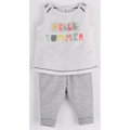 Mamino Baby Girl Hello Summer Pant & Sleeveless T Shirt Sequin & Glitter