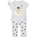 Mamino Baby Girl Baskili White 2 Pieces Pajama Set