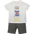 Mamino Baby Boy Karl White Khaki Bermuda and T Shirt Set