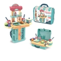 3IN1 Blue Kitchen Set Early Age Educational Pretend Play Kids Toys Suitcase Gift