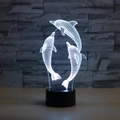 Three Dolphins Shape 3D Colorful LED Vision Light Table Lamp, USB touch Version