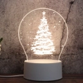 White Base Creative 3D Tricolor LED Decorative Night Light, Button Plug Version, Shape:Christmas Tree 01(White-Warm-Warm White)