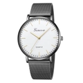 Geneva Fashion Quartz Stainless Steel Watchband(Black Shell White Dial Gold Needle)