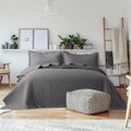 Quilted Chic Embossed Coverlet Bedspread Set Comforter Set Queen Bed 230x245cm Ash Grey