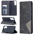 For Samsung Galaxy S21+ Plus Case Rhombus Texture Folio Magnetic PU Leather Wallet Cover, Kickstand, Black