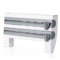 Kitchen Storage Box Rack with Cutter for Aluminum Foil Grilled Paper Tissue Roll Gray blue