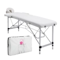 Aluminium Portable Beauty Massage Table Bed 2 Fold 55cm White