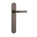 Iver Oslo Door Lever Handle on Oval Backplate Signature Brass