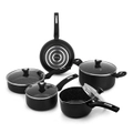 9pc Non-stick Cookware Set Frying Frypan Sauce Pan w// Lid Black