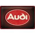 Audi Red Shine Logo Raised Embossed Man Cave Tin Sign 20 x 30cm