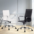 Artiss Office Chair Leather Computer Chairs Black White