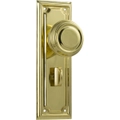 Tradco Edwardian Door Knob on Rectangular Backplate Polished Brass