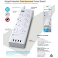 Sansai 8 Outlets & 4 USB Outlets Surge Protected Powerboard (PAD-4088H)