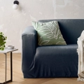 Asher Dark Blue Stretch Sofa Cover with Square Arms