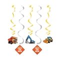 Big Dig Construction Dizzy Danglers Hanging Swirl Decorations 5 Pack