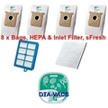 Wertheim Service Kit 8(pk)bags Hepa Filter motor Filter Deodoriser 5030-6035