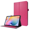 For Samsung Galaxy Tab S8 (2022)/Tab S7 (2020) Case, PU Leather Cover, 2-fold Stand & Card Slots, Rose Red