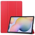 For Samsung Galaxy Tab S8+ Plus (2022)/Tab S7+ Plus (2020) Case, PU Leather Cover, Sleep/Wake Stand, Red