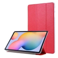 For Samsung Galaxy Tab S8 (2022)/Tab S7 (2020) Case, Silk Magnetic PU Leather Case, Stand, Pen Slot, Red